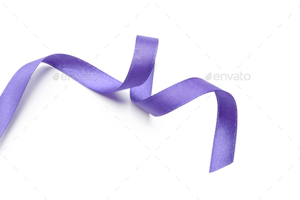 Lilac ribbon bow isolated on white background Stock Photo by FabrikaPhoto