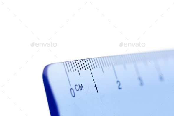 selective focus a part of the plastic blue transparent precision measurement tool
