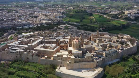 Aerial view of the city Mdina in Malta alt