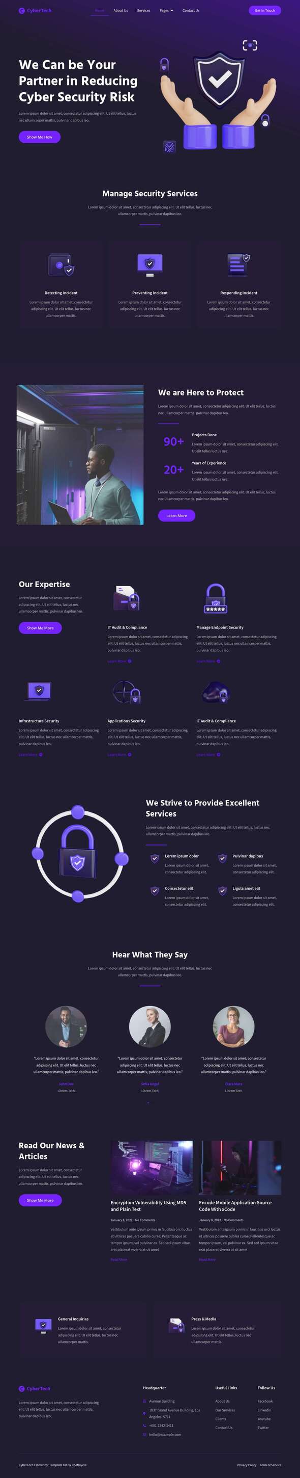 Cybertech - Cyber Security Elementor Pro Full Site Template Kit by ...