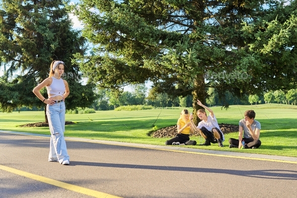 group of teenagers on street