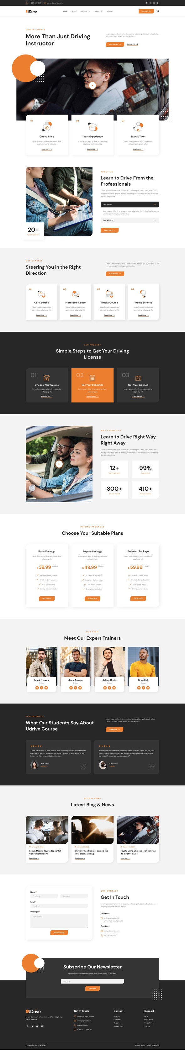 Udrive - Driving School Elementor Template Kit