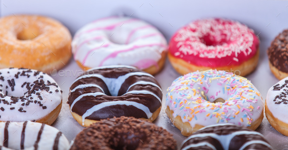 Donuts in box.