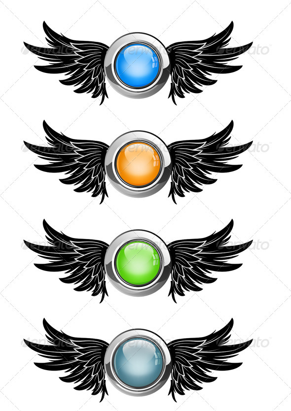 Winged Buttons - Decorative Vectors