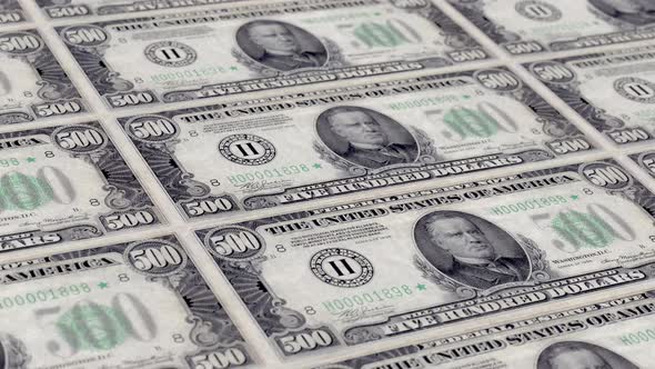 Five Hundred US Dollar Bill United States Infinite Loop 4K Resolution alt