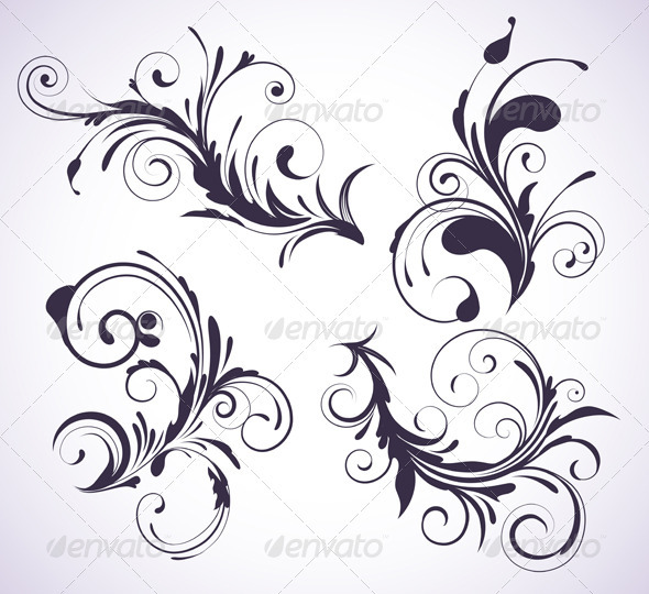 Floral elements - Flourishes / Swirls Decorative