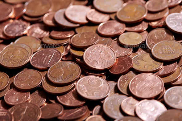 Heap of many cent coins - Stock Photo - Images