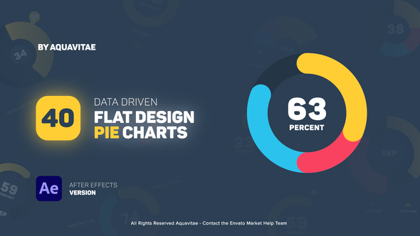 Flat Design Pie Charts Infographics template preview