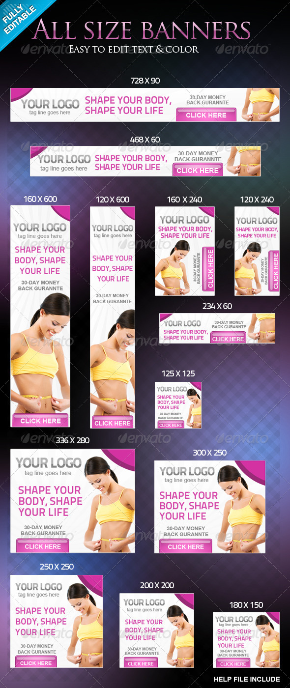All Standards Size Banners - Banners & Ads Web Elements