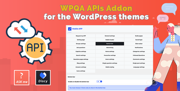 WPQA APIs Addon For The WordPress themes