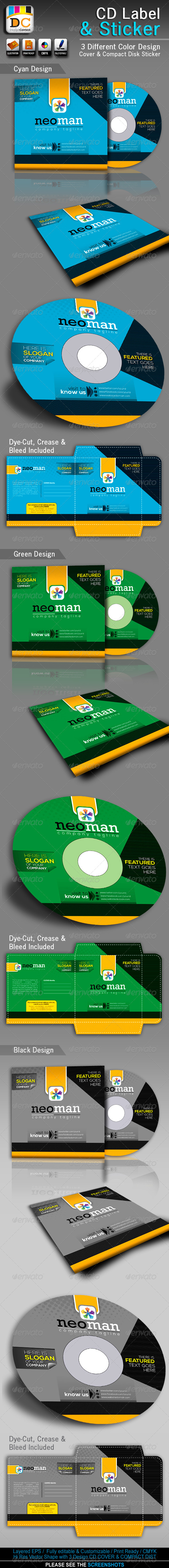 NeoMan_CD Sleeve/Label & Sticker - Packaging Print Templates