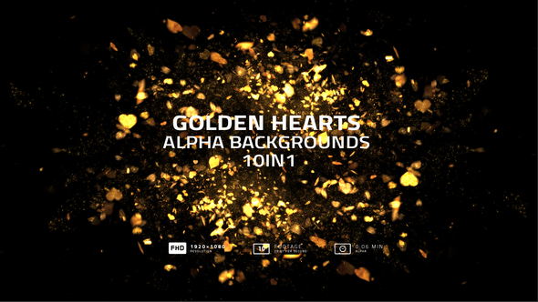 Golden Hearts Alpha Backgrounds 10in1