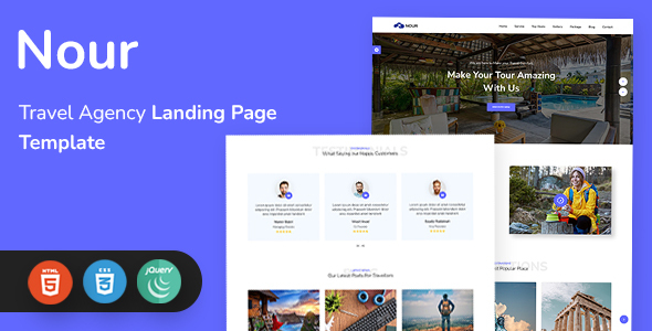 Nour – Tour and Travel Agency Landing Page Template