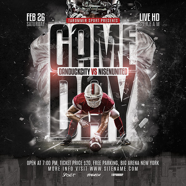 Game Day Football Flyer, Print Templates | GraphicRiver