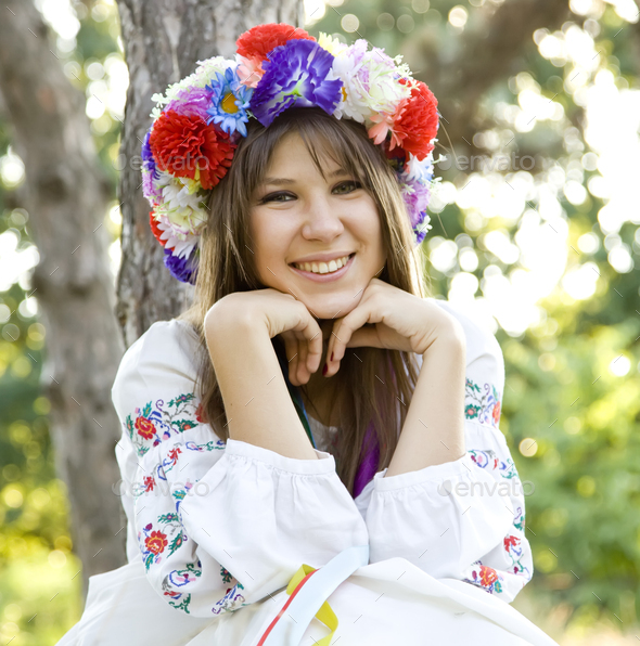 Slav girl with wreath at field. Stock Photo by Masson-Simon | PhotoDune