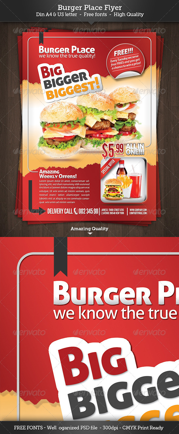 Burger Place - Fast Food Flyer - Restaurant Flyers