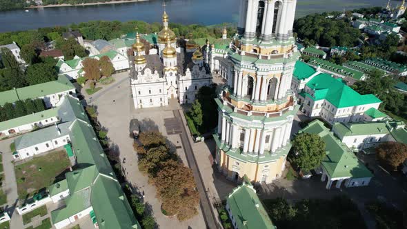 Aerial View of Kiev Pechersk Lavra Great Lavra Bell Tower Orthodox Monastery alt