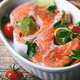 Fresh salmon steaks with lime, cherry tomatoes, parsley and olive oil. - PhotoDune Item for Sale