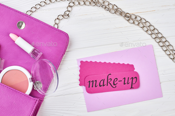 Glamour pink bag and cosmetics accessories.