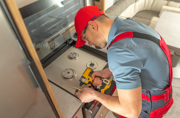 Motorhome RV Camper Stove Appliance Repair - Stock Photo - Images