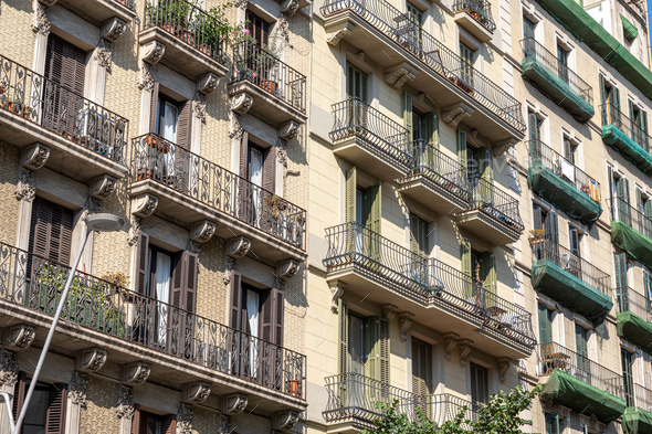 Typical facade of an apartment building - Stock Photo - Images