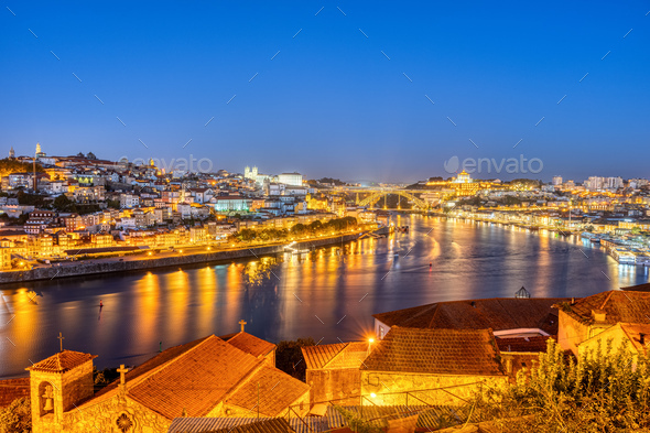 View of Porto at night - Stock Photo - Images