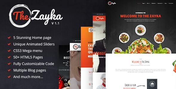 Wonderful The Zayka - Multipurpose Restaurant & Cafe HTML5 Template