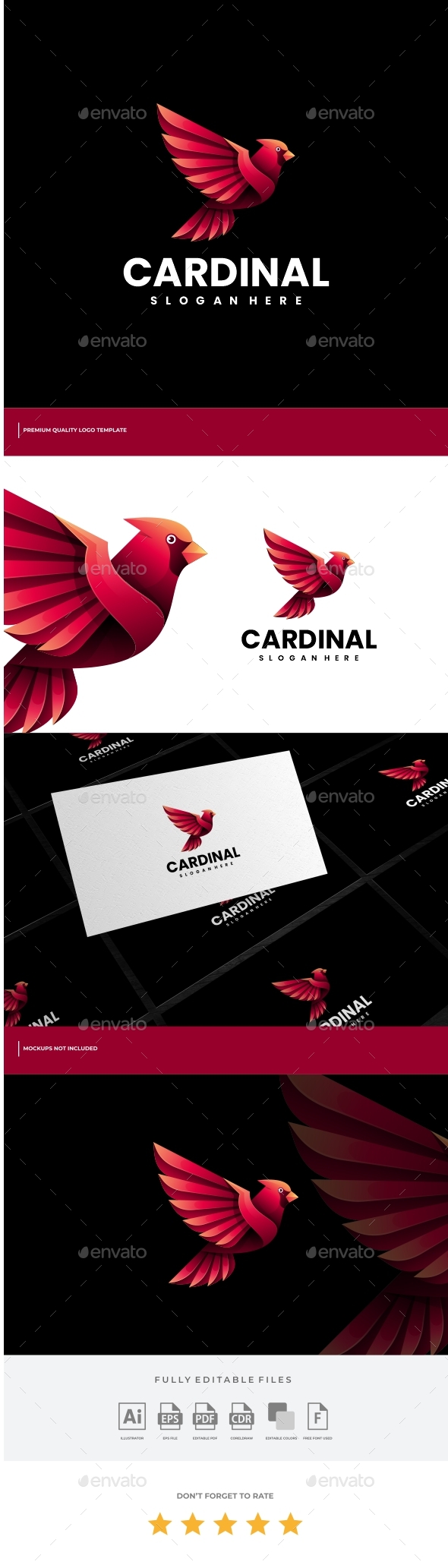 Cardinal Bird Gradient Logo Template