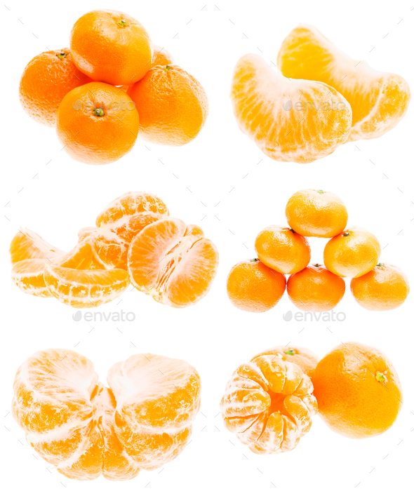 Mandarin Orange Fruits Isolated On White Background. Healthy Food ...
