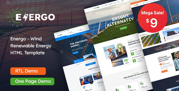 Marvelous Energo - Wind Renewable Energy HTML Template