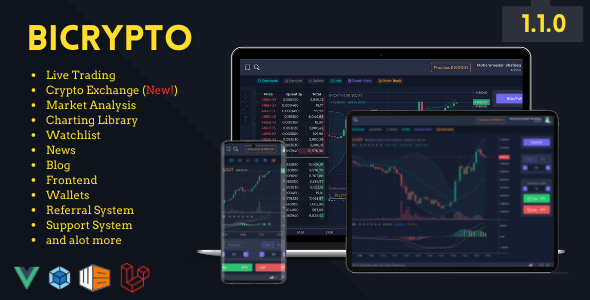 Bicrypto – Crypto Trading Platform, Watchlist, KYC, Charting Library, Wallets, Binary Trading, News