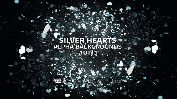 Silver Hearts Alpha Backgrounds 10in1