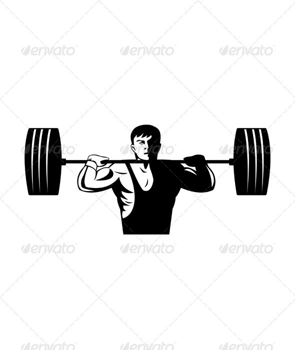 Weightlifter Lifting Weights Retro - Sports/Activity Conceptual