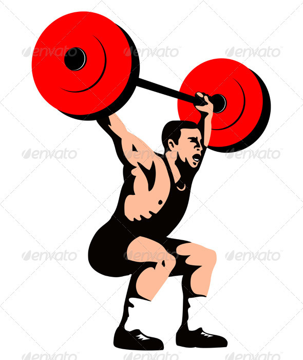Weightlifter Lifting Weights Retro - Sports/Activity Conceptual