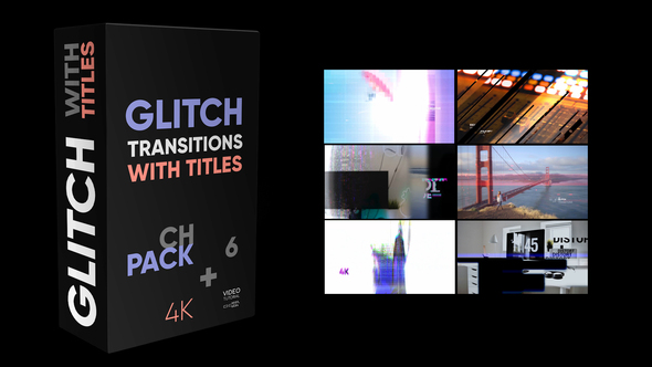 Glitch Transitions With Titles 4K