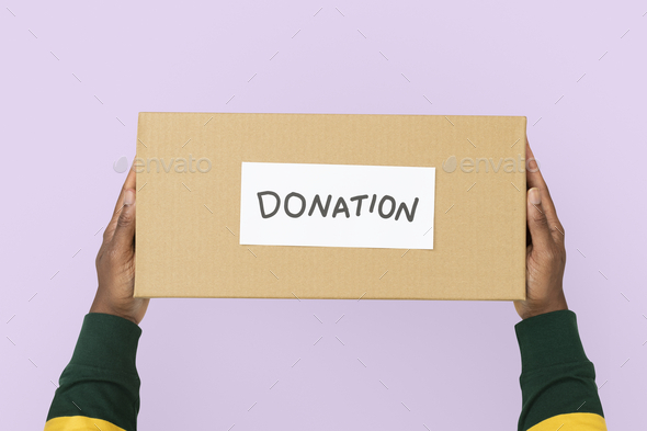 Donation cardboard box for charity campaign - Stock Photo - Images