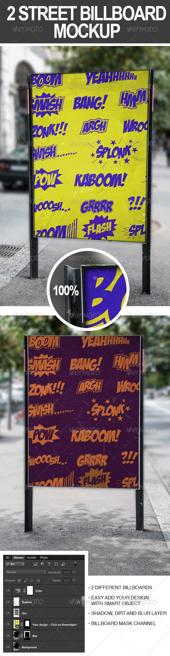 2 Street Billboard Mockups - Signage Print