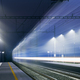 Light trail of passenger train at railroad station - PhotoDune Item for Sale