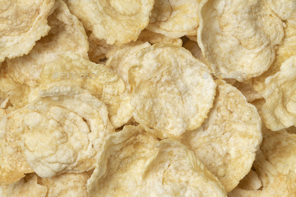 Emping, a type of Indonesian chips close up full frame - Stock Photo - Images