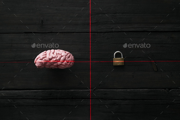 Artificial intelligence, encrypted brain - Stock Photo - Images