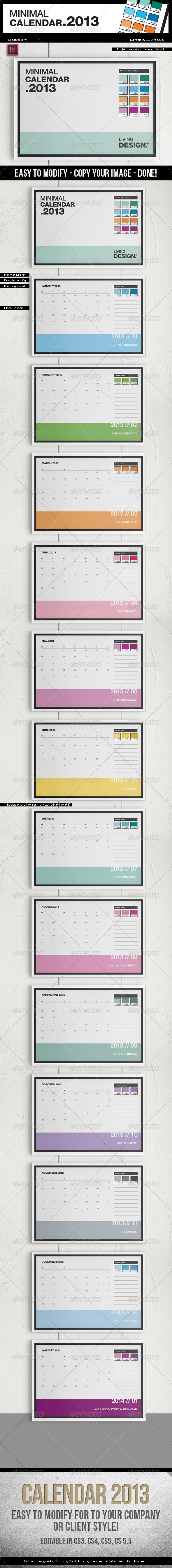 Calendar 2013 // A4 Template // Pantone ® Style - Calendars Stationery