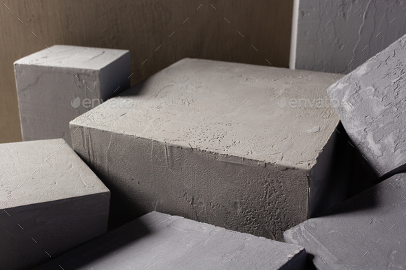 Concrete cube or construction brick at abstract background texture - Stock Photo - Images