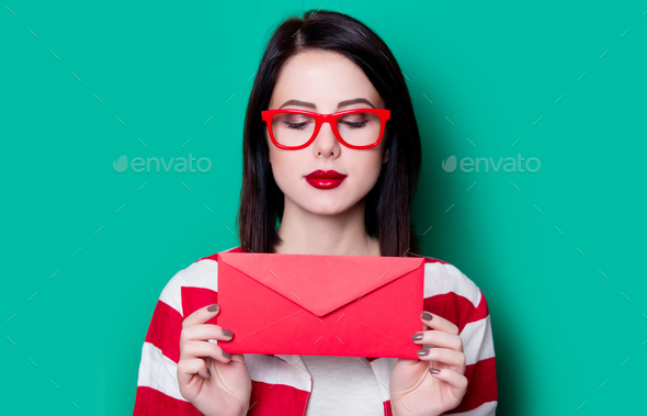 Brown hair girl with envelope Stock Photo by Masson-Simon | PhotoDune