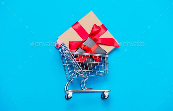 gifts in cart - Stock Photo - Images