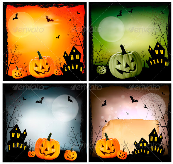 Four Halloween backgrounds - Halloween Seasons/Holidays