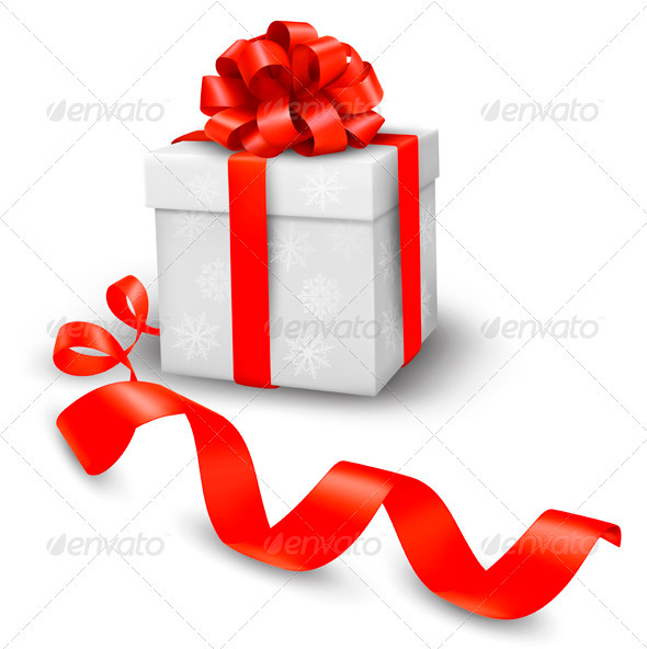 Red gift box with red ribbons - Christmas Seasons/Holidays