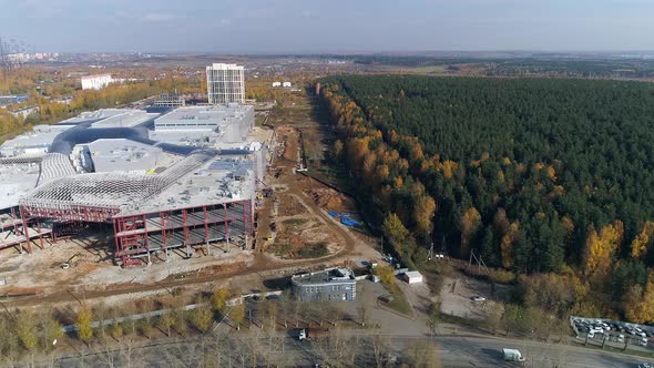 Aerial view of Construction of a shopping complex and an industrial building 08 alt