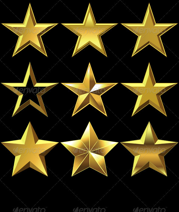 Vector Set of Golden Shiny Stars Bulk - Decorative Symbols Decorative