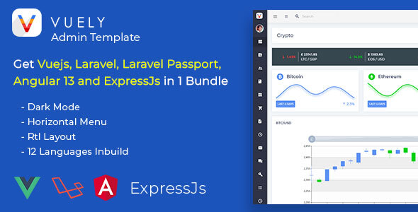 Vuely - Vuejs, Laravel, Angular 13, Expressjs Material Design Admin Template