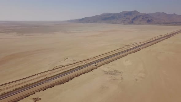 Dusty Highway on the Oriental, Yellow Desert in Iran